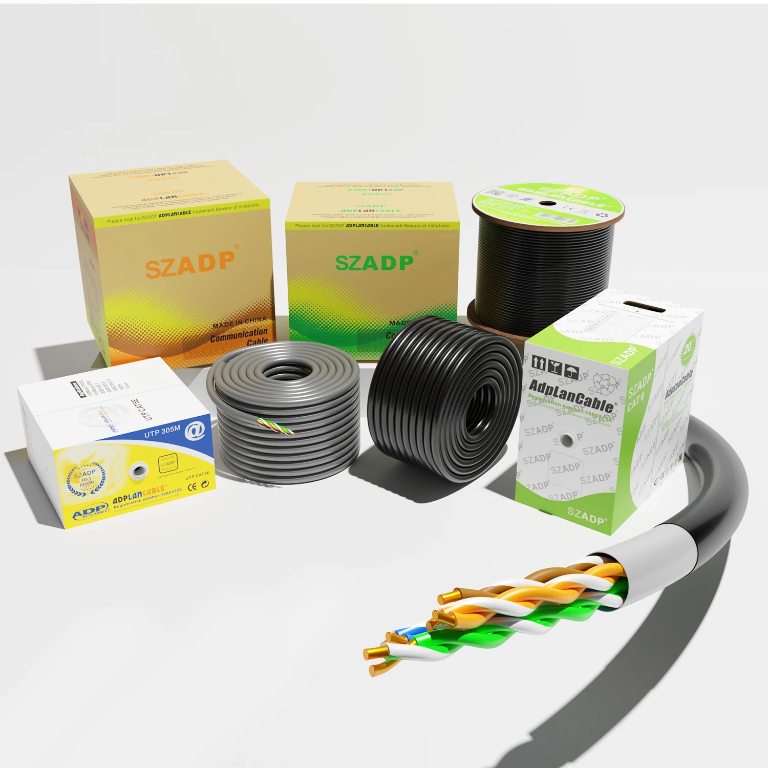 Сетевой кабель CAT6, 305 футов, М, любой цвет, UTP CAT6, 4 пары, неизолированный медный кабель CCA