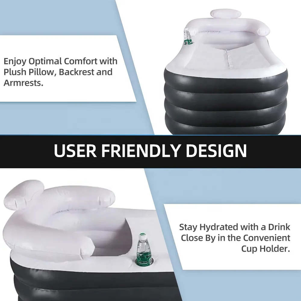 Custom Wholesale PVC Sponge Inflatable Folding Portable Bathtub For Adults With Electric Air Pump Inflatable Bathtub