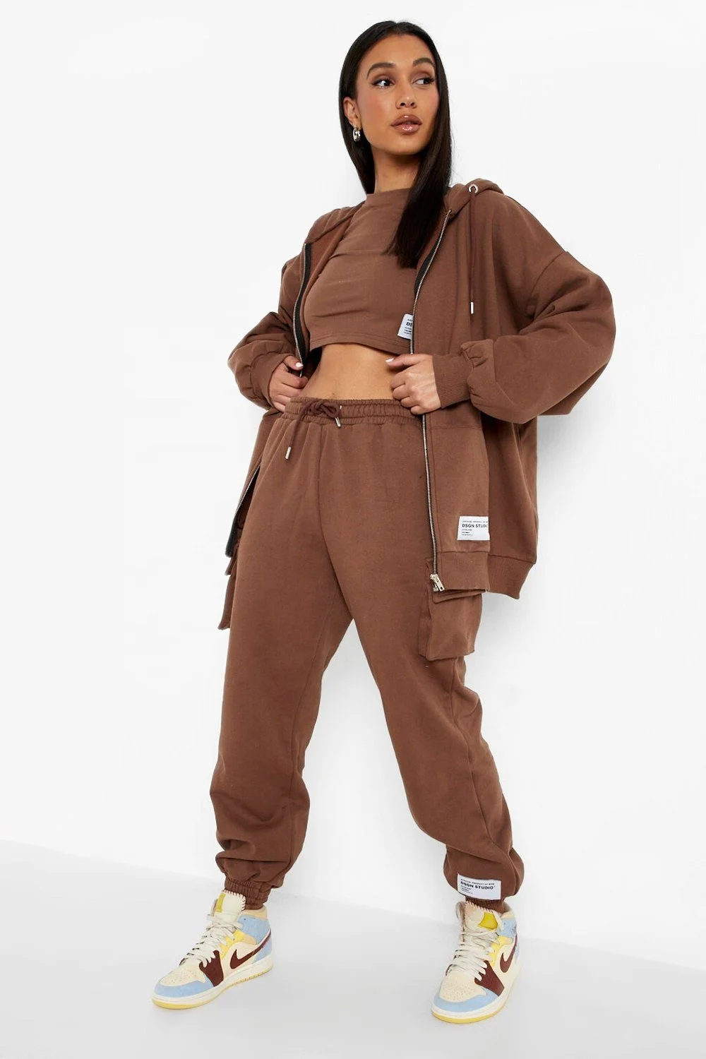 New Tracksuit Women Elegant Solid Suits Fleece Warm Hoodies 3 Piece Set Autumn Winter Fashion Oversized Sweatshirts Tracksuit