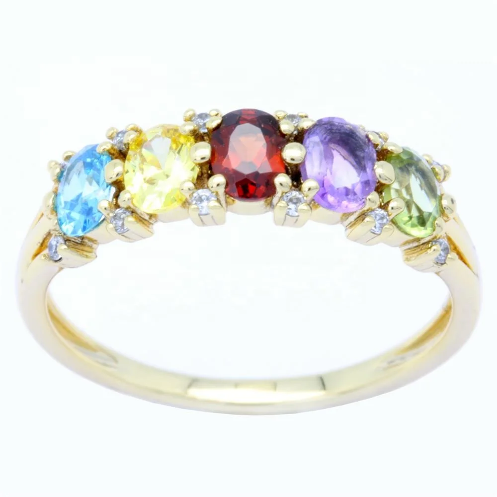 Custom Made 925 Sterling Silver Yellow Gold Schmuck With Zirconia Colour Stone Ring fashion jewelry wholesale