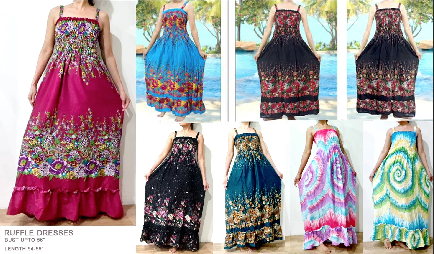 vintage retro thai HIPPIE BOHO HAWAII floral  MAXI BABY DOLL beach LONG DRESS long ruffle style