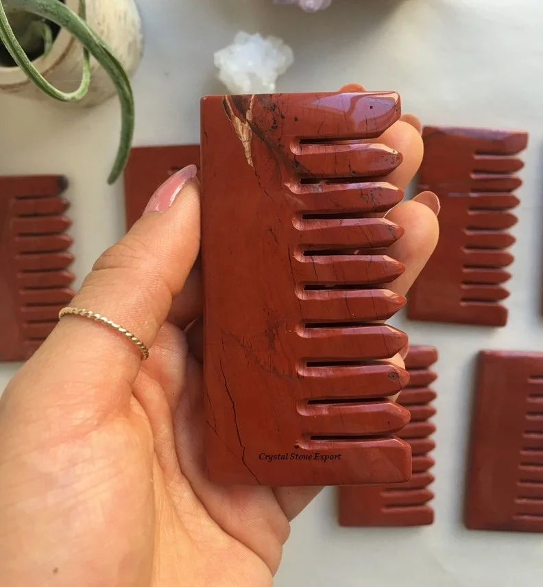 Natural Rose Quartz Crystal Comb Crystal Hair Comb