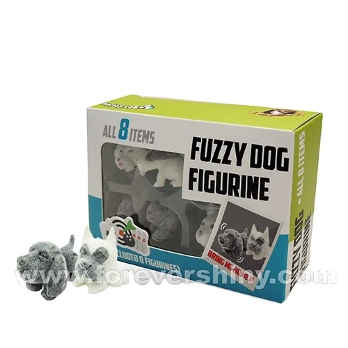 OEM Custom Cute mini Animal Capsules Toy Collectible Doggie Puppy Fuzzy PVC Flocked Dog Figurine Gift Set