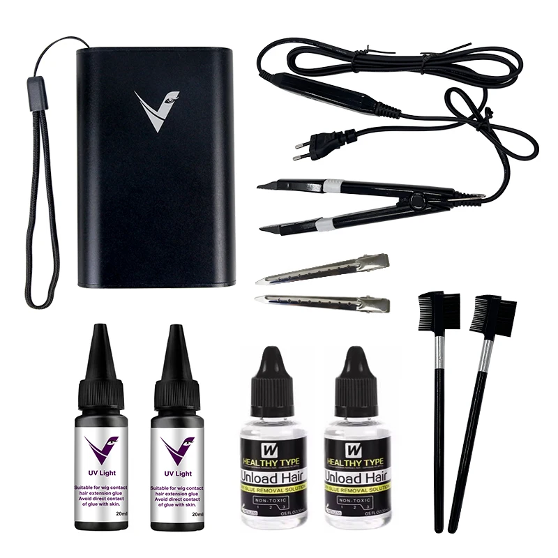 Professional Hair Extensions Tools LED V Light Extension Kit Glue for Salon