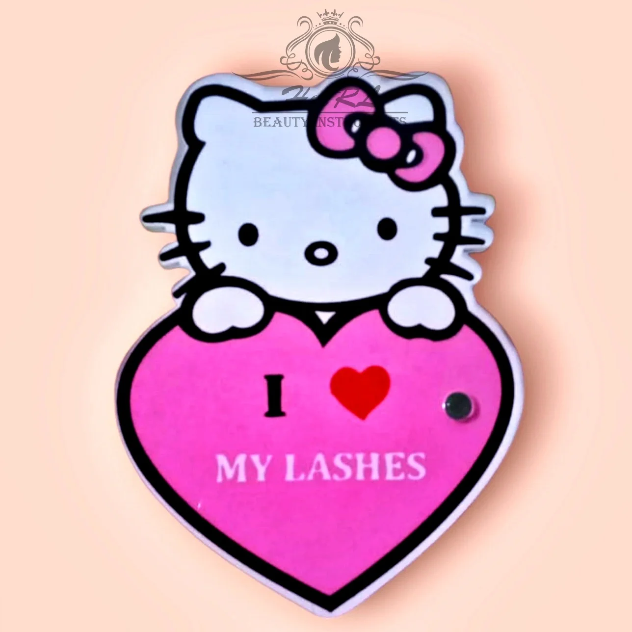 Hello Kitty Accessories Acrylic Kitty Cat Heart Design Magnetic Lash Extension Pallet Tiles Private Label Hello Cat Lash Tile
