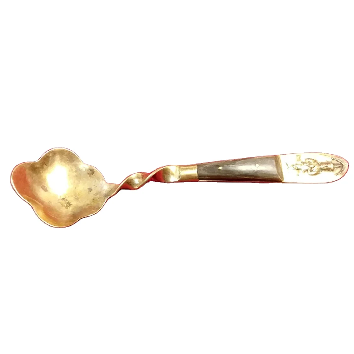 Elegant Twist and Leaf Design Wooden Handle Wedding Spoon From India Ideal for Hotelware and Kitchenware