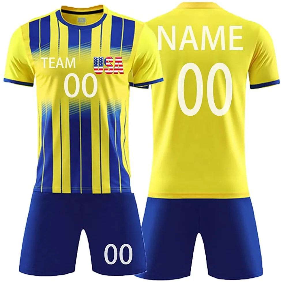 High Quality Men Soccer Wear Soccer Uniforms Customized Team Name Custom Designs Sublimated Transfer Technology Sportswear 300