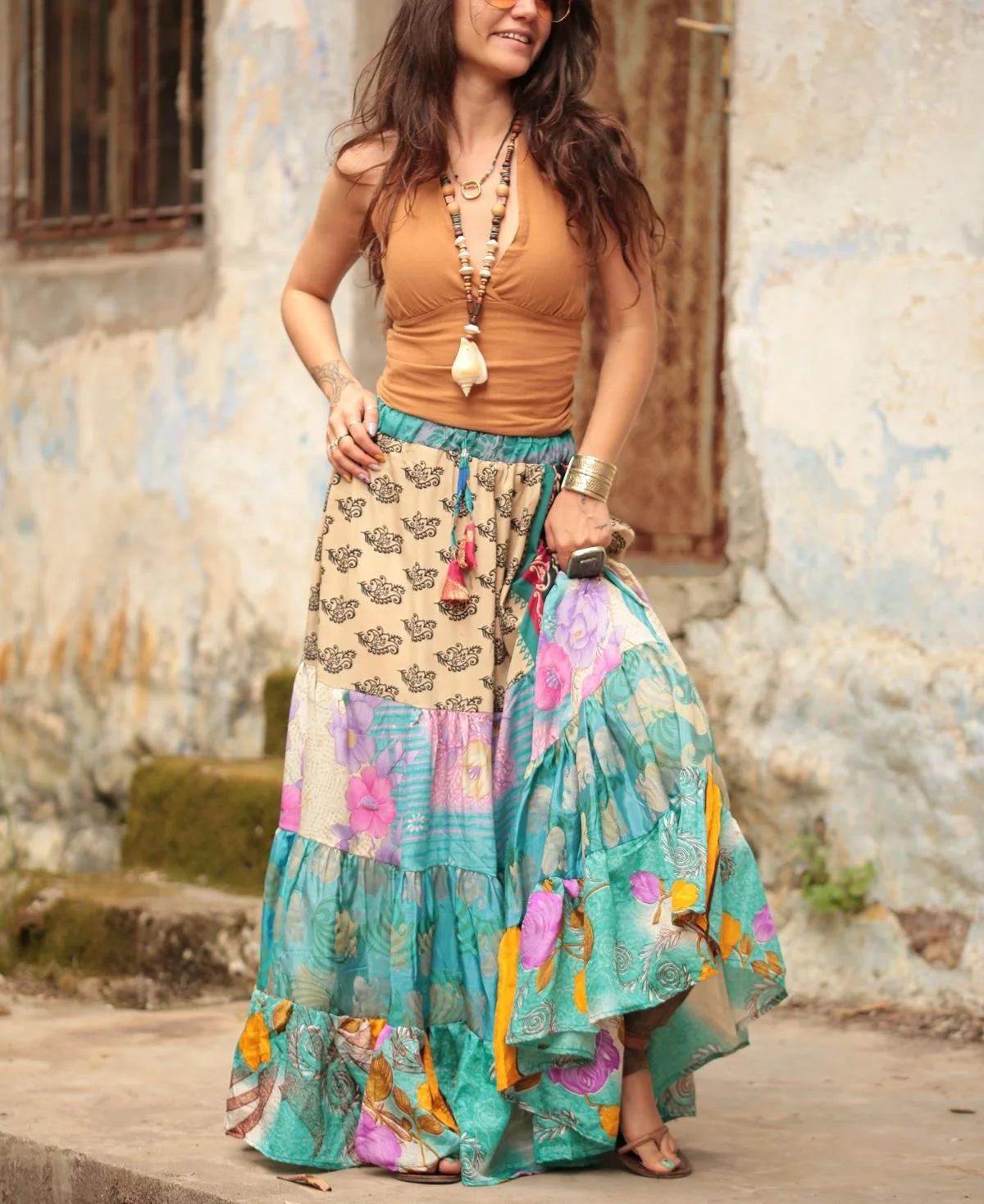 Trending In European Market Women Wear Indian Sari Silk Skirt