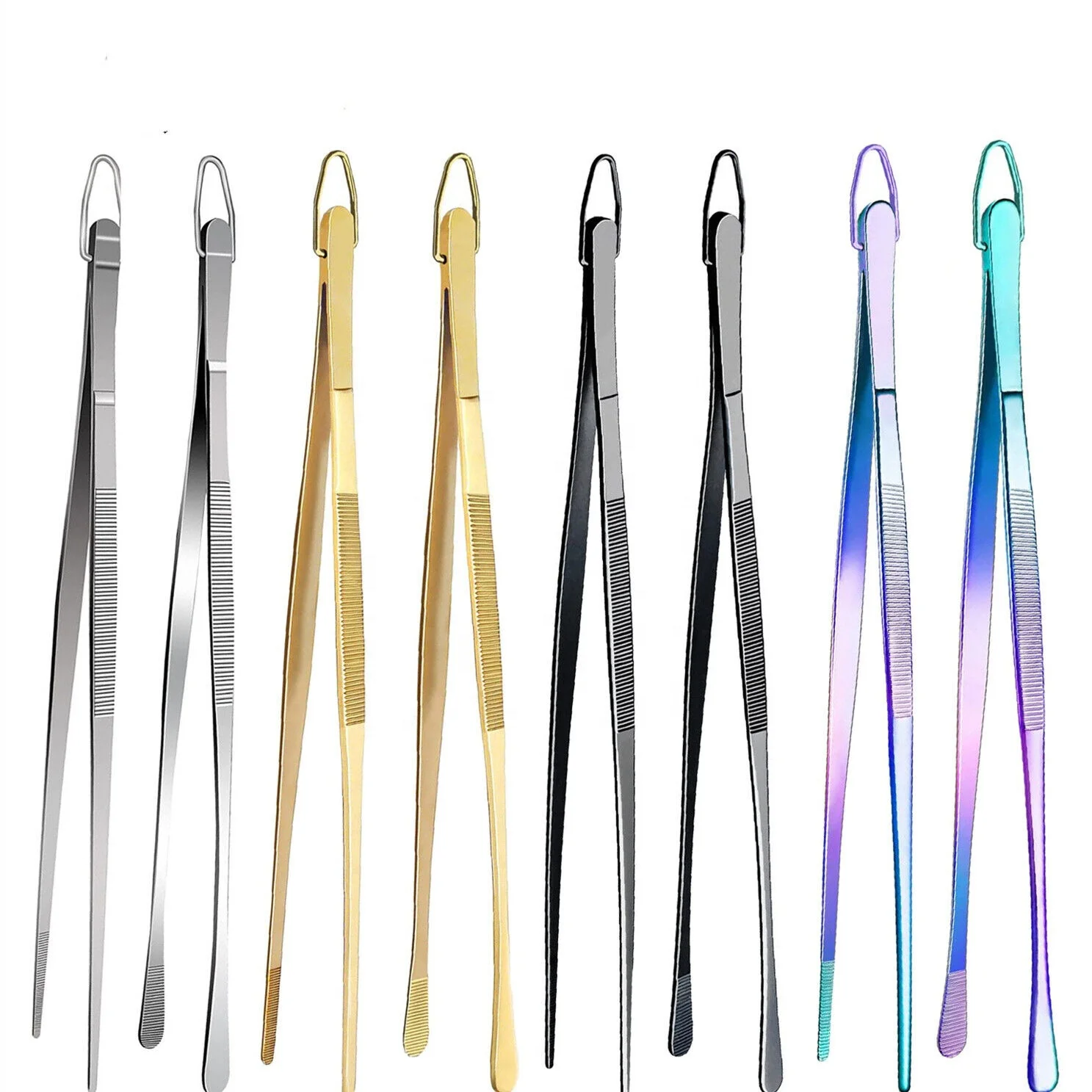 1Pc BBQ Kitchen Cooking Tweezers Extra Long 30 cm Stainless Steel Color Plasma Coating Best seller in low price supplier from PK