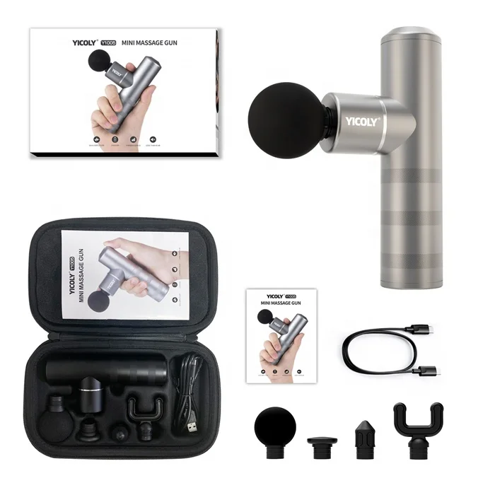 YICOLY Delicate appearance metal deep tissue massage muscle mini massage gun  for reduce pain
