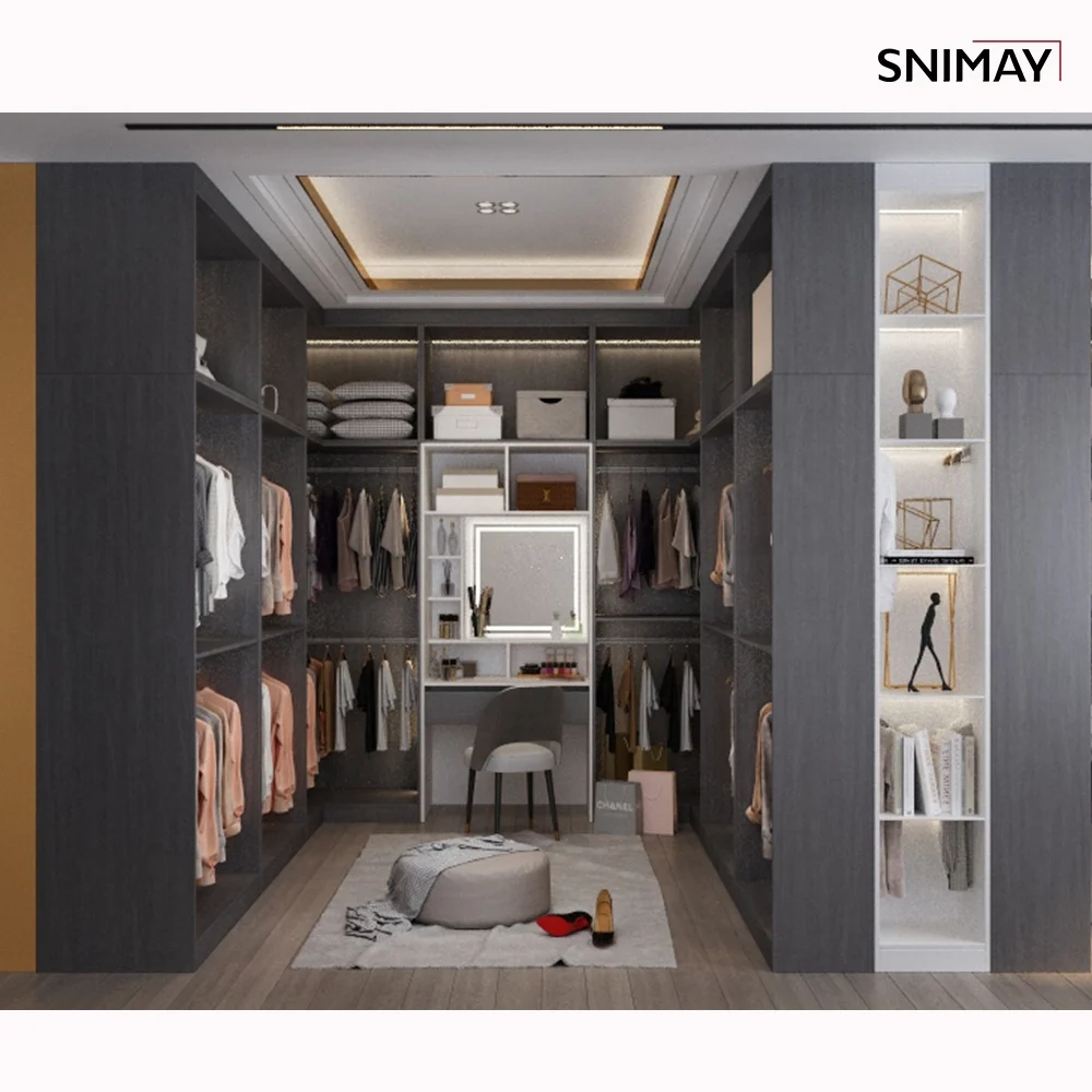 Snimay Custom Walking in Solid Wood Portable Closet Cabinets Set Bedroom Furniture
