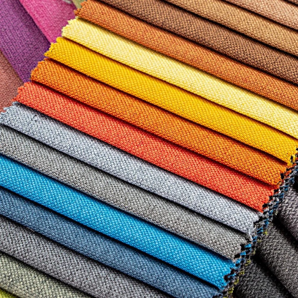 Supplier Wholesale LOW MOQ 1Roll Linen Like Sofa Fabric Imitation Linen Polyester Upholstery Sofa Fabric Fabric for Home Textile