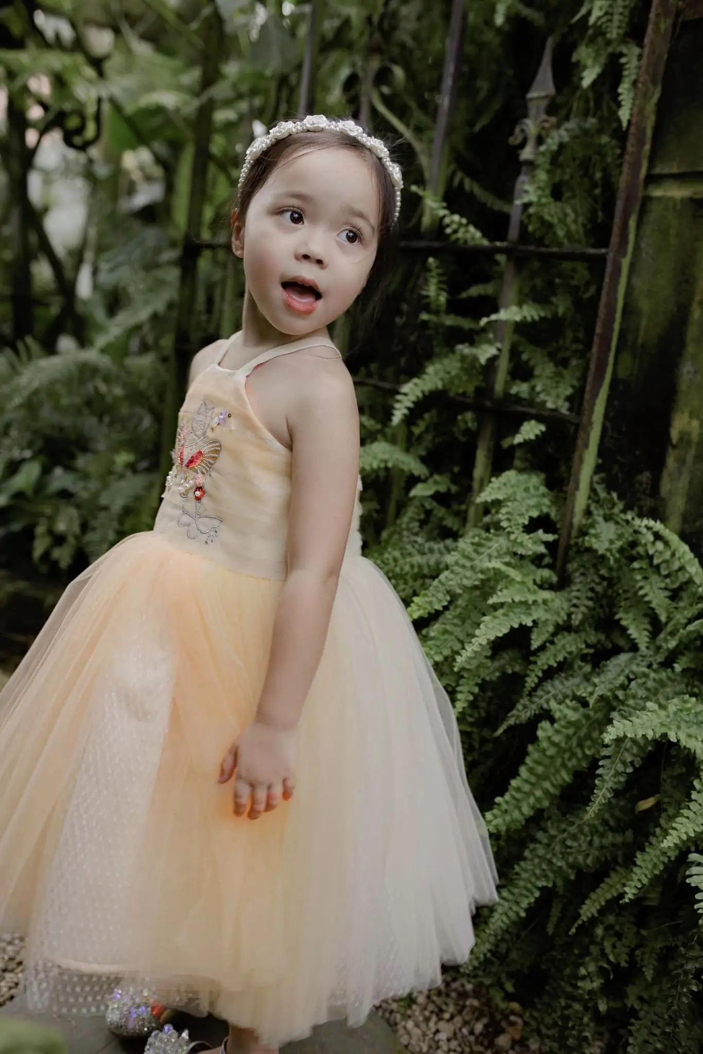 Boutique Sleeveless Assort Color Hand Beading Butterfly Embroidery Orange Wholesale Baby Girl Fairy Style Occasion Dress-Aurora