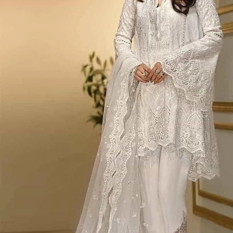 Latest Pakistani Wedding Dresses Embroidery Clothes Indian dress white chiffon kameez Collection Eid Suit Shalwar Kameez 2021