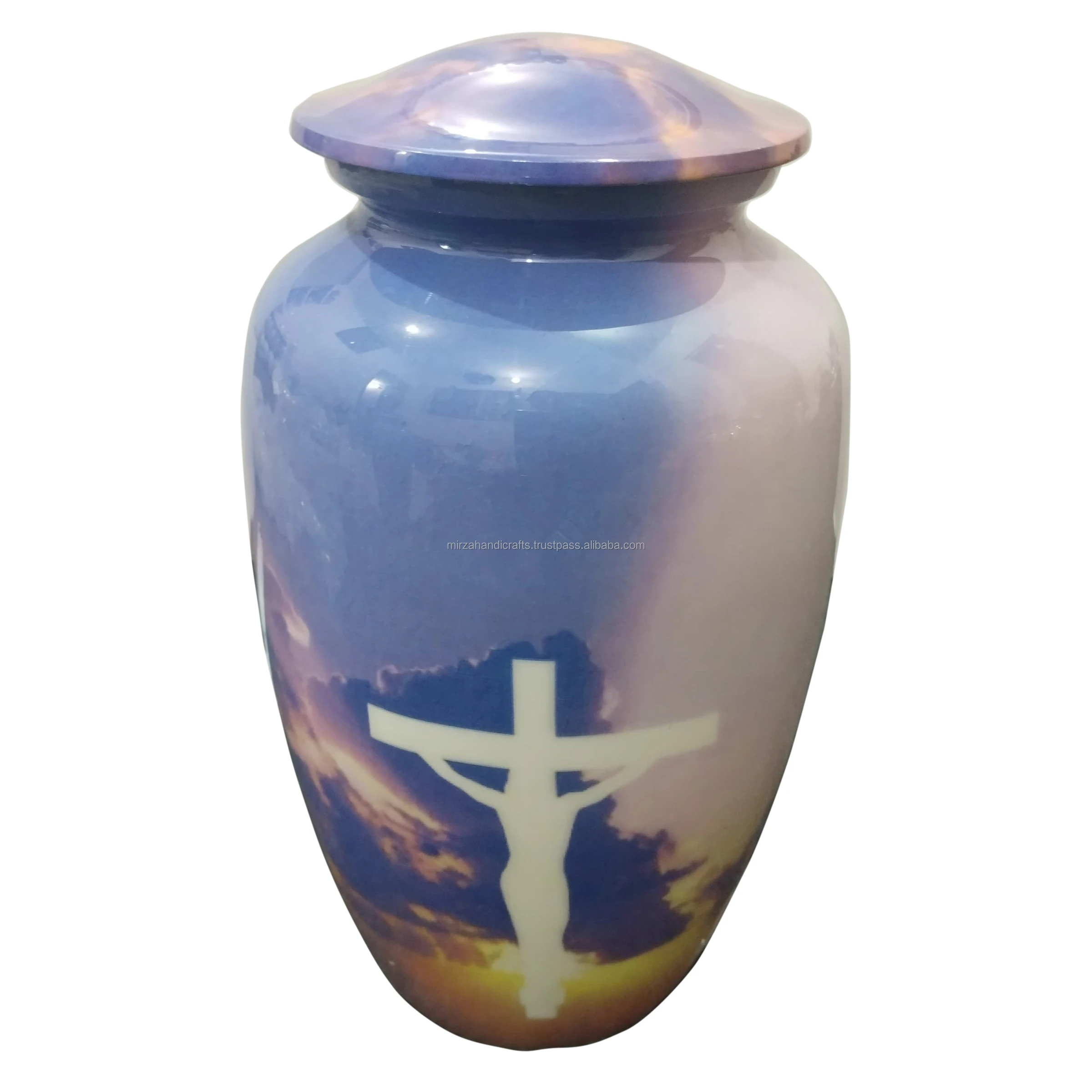 Funeral Cremation Urn Cross in Sky Cremation Urn for Human Ashes Hand Made in Metal Large Size for Adults