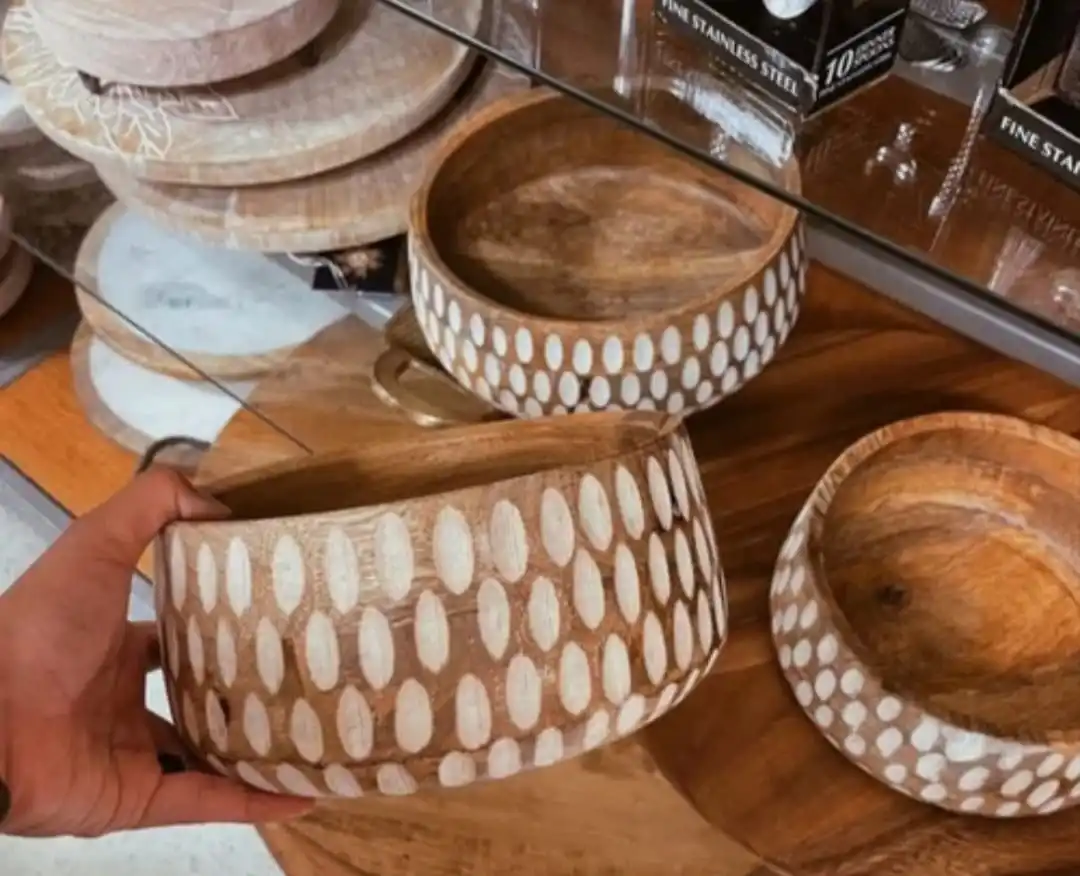 High Quality Ceramic Wooden Bowl for Salad Rice Fish Sauce Serving and Mixing Wholesale Friendly Salad Server