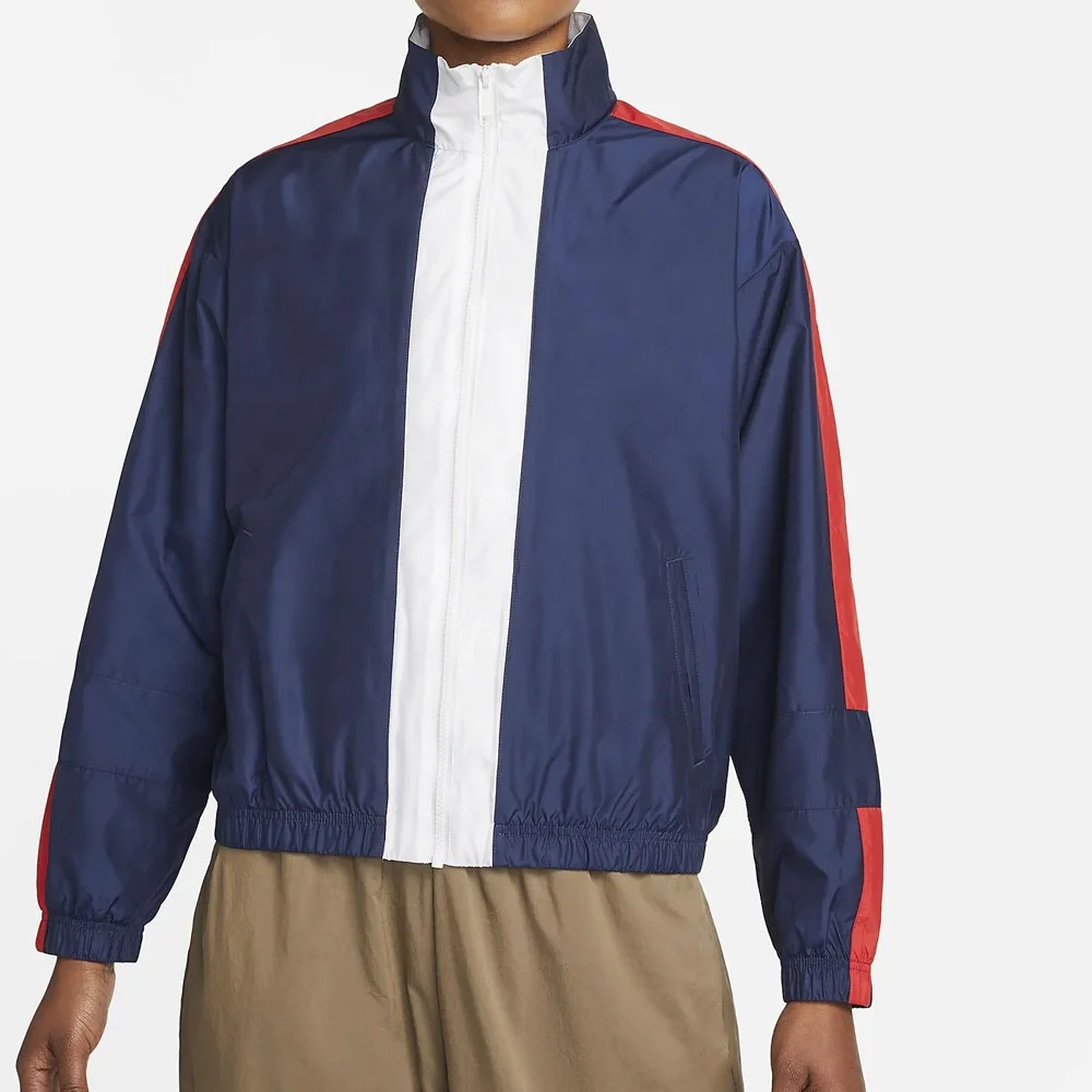 Women Windbreaker jacket Blue and White colour With Front Zipper Custom outdoor Running Hiking bike Riding Jacket