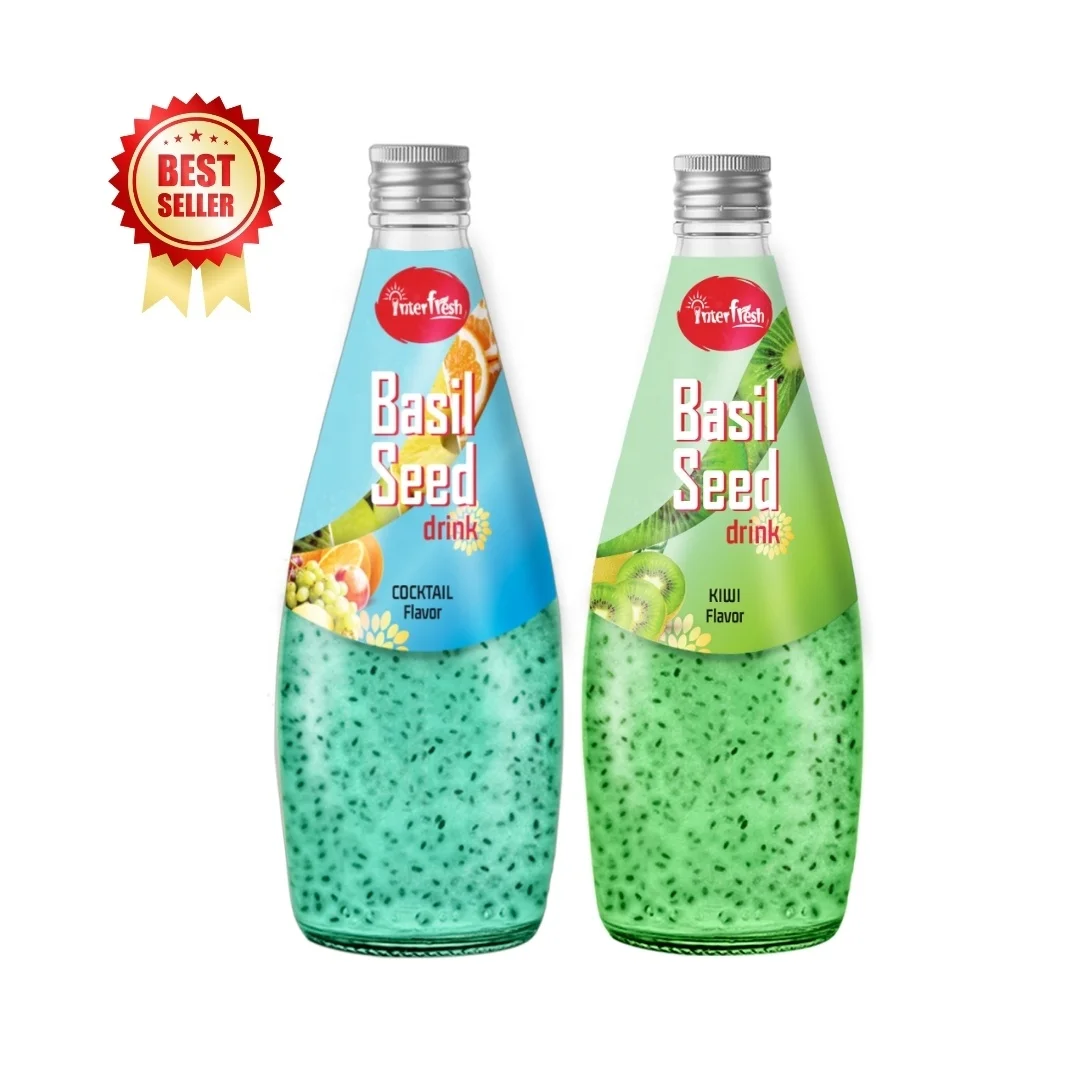 High Preimum 290ml Basil Seed Drink With Mixed Fruit OEM Beverage Manufacture in Vietanm Tropical Basil Seed Juice
