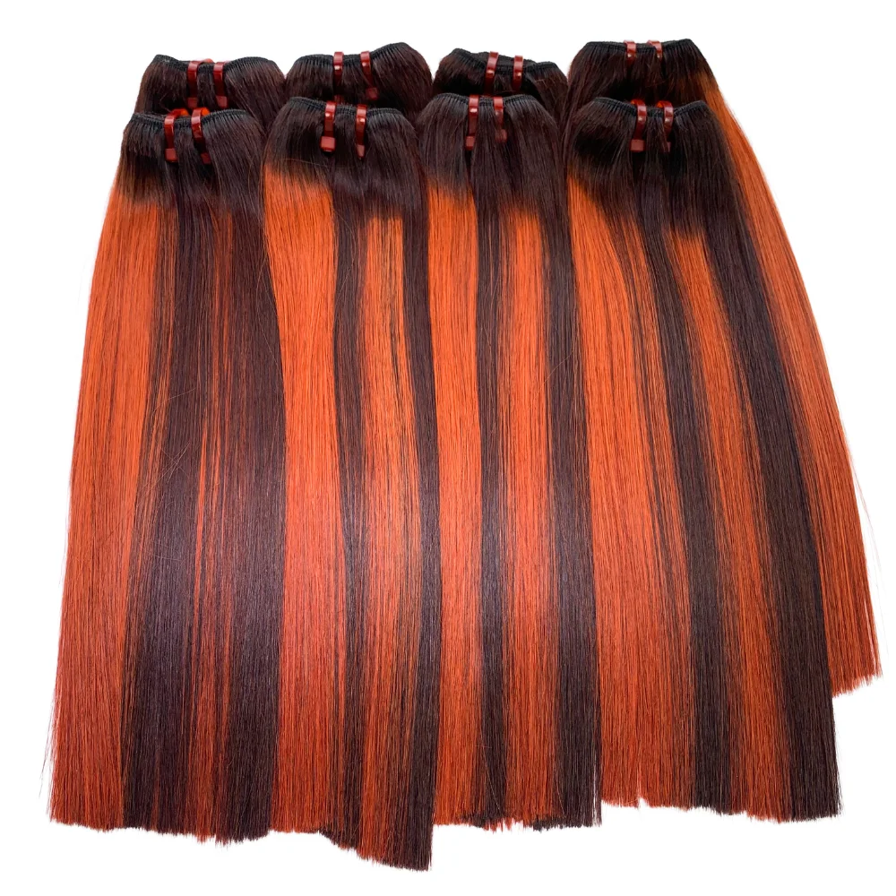 Hot Product In The African Region Weft Hair Bone Straight Piano Orange 100% Raw Vietnamese Human Hair Extensions by Poxi Hair