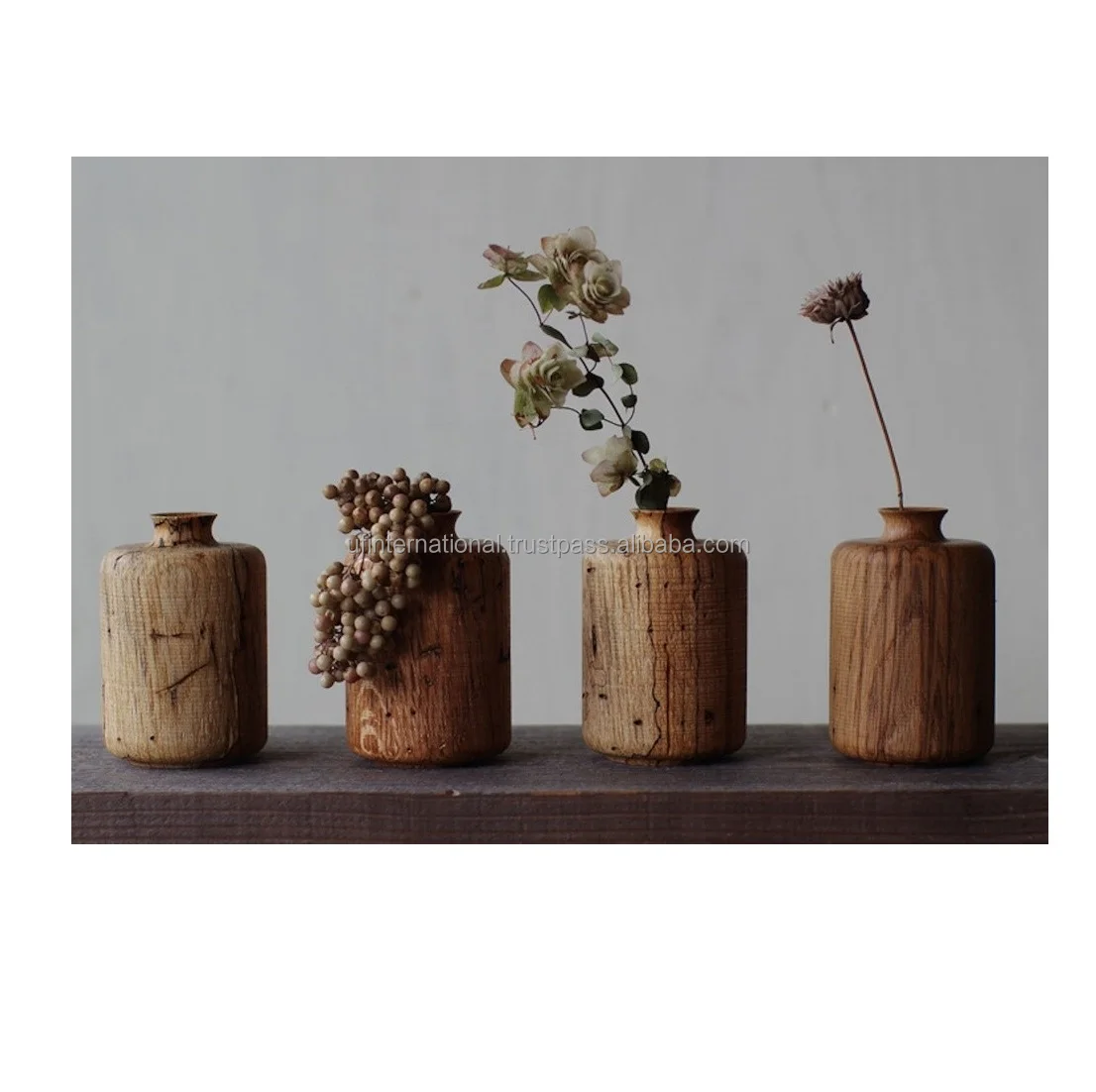 Wooden best quality butter flower vase  low  piece and Acacia Wooden Flower Pot Planter wood home garden use