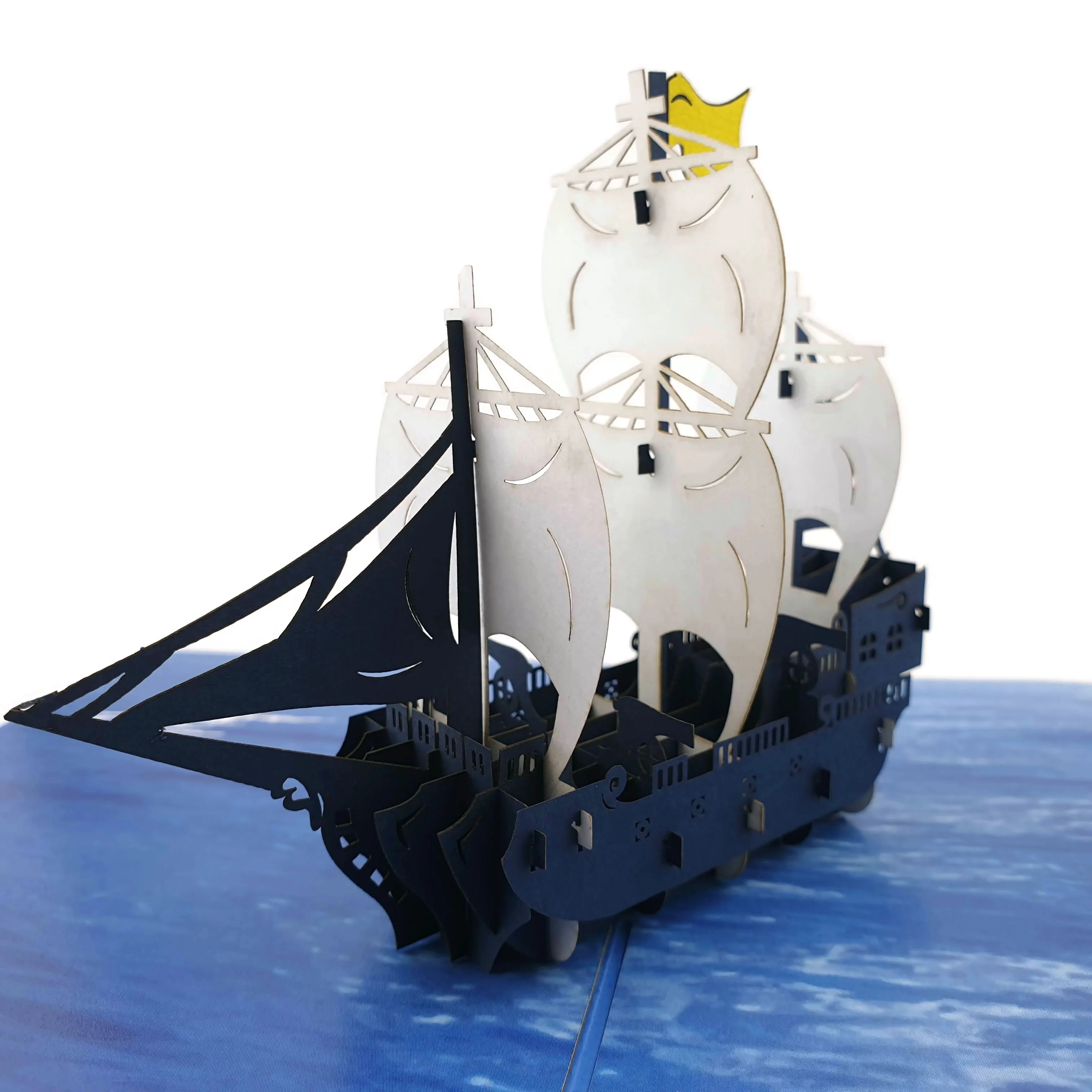  3D открытки ручной работы с лазерной резкой Выдвижная поздравительная открытка в форме лодки 3 крыльями