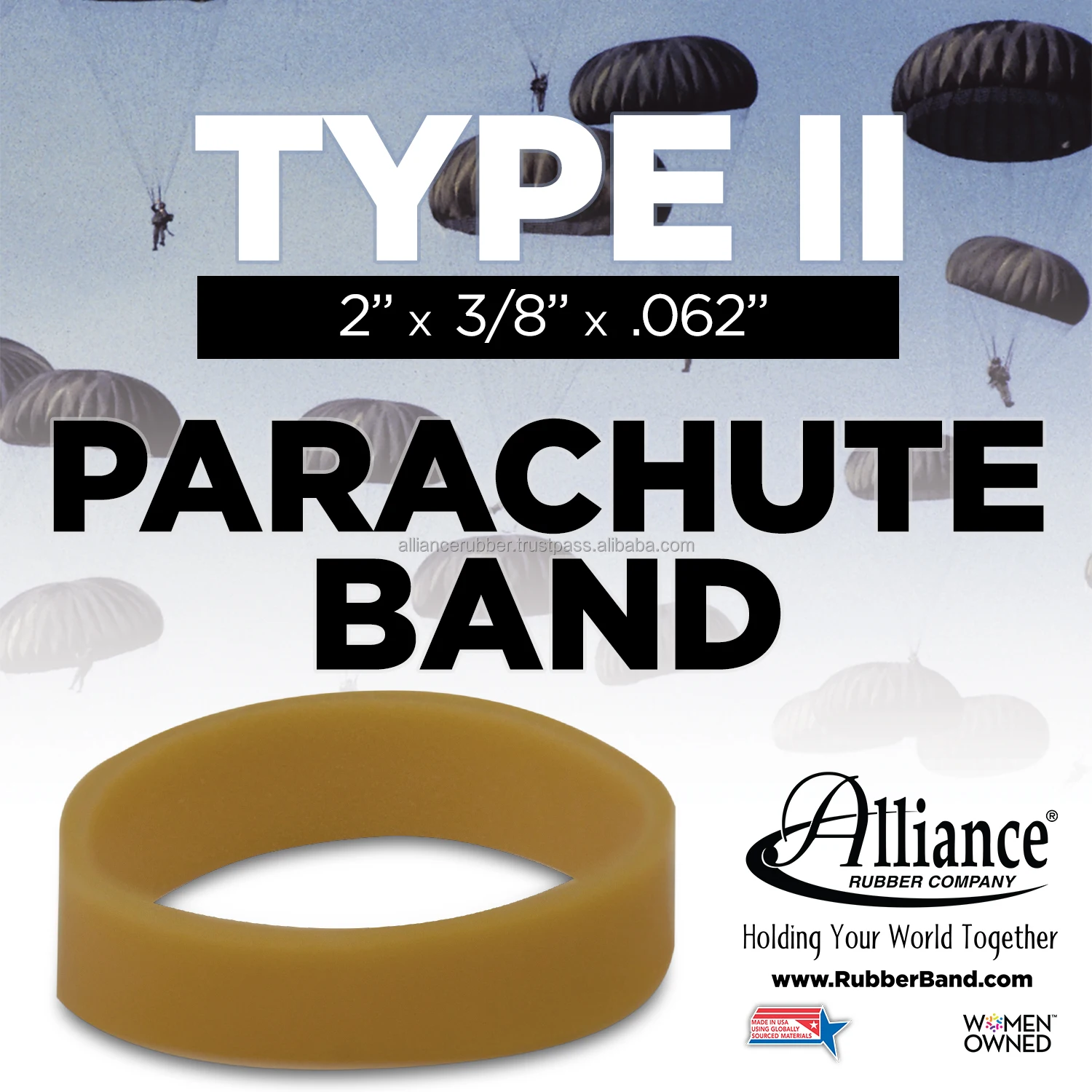Parachute Bands Heavy Wall Rubber Made in USA for Sport Crepe Rubber Alliance Rubber Company Skydiving and Military Parachutes