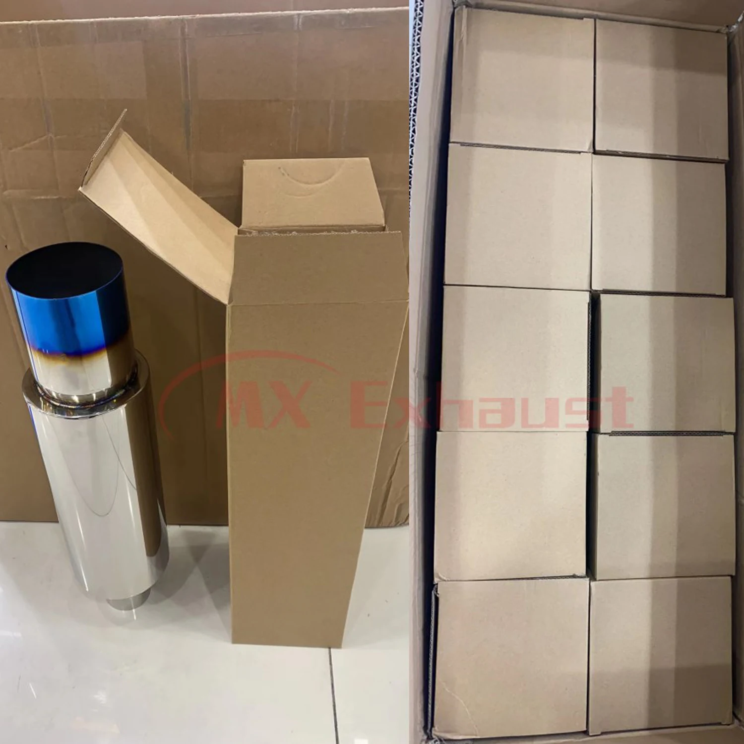 Custom Universal Stainless Steel Straight Exhaust Muffler tip big drum exhaust muffler Hks