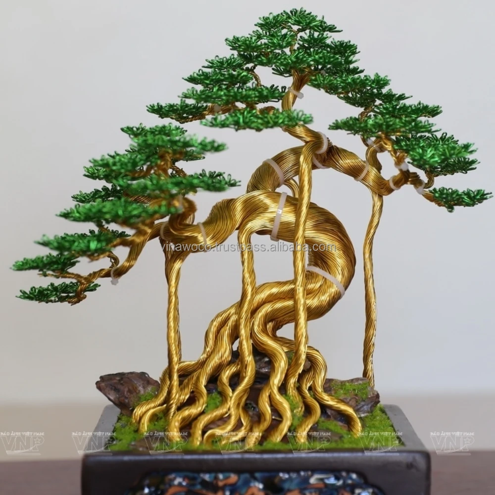 New Idea Amazon Seller Factory Artificial Copper Aluminum Wire Handmade Bonsai Tree Pots for Wholesales