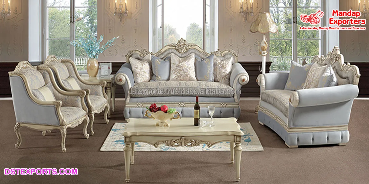 Victorian Style High Gloss Sofa Set  Stunning Hand Made Living Room Furniture  Modern Design Sofa Set For Home