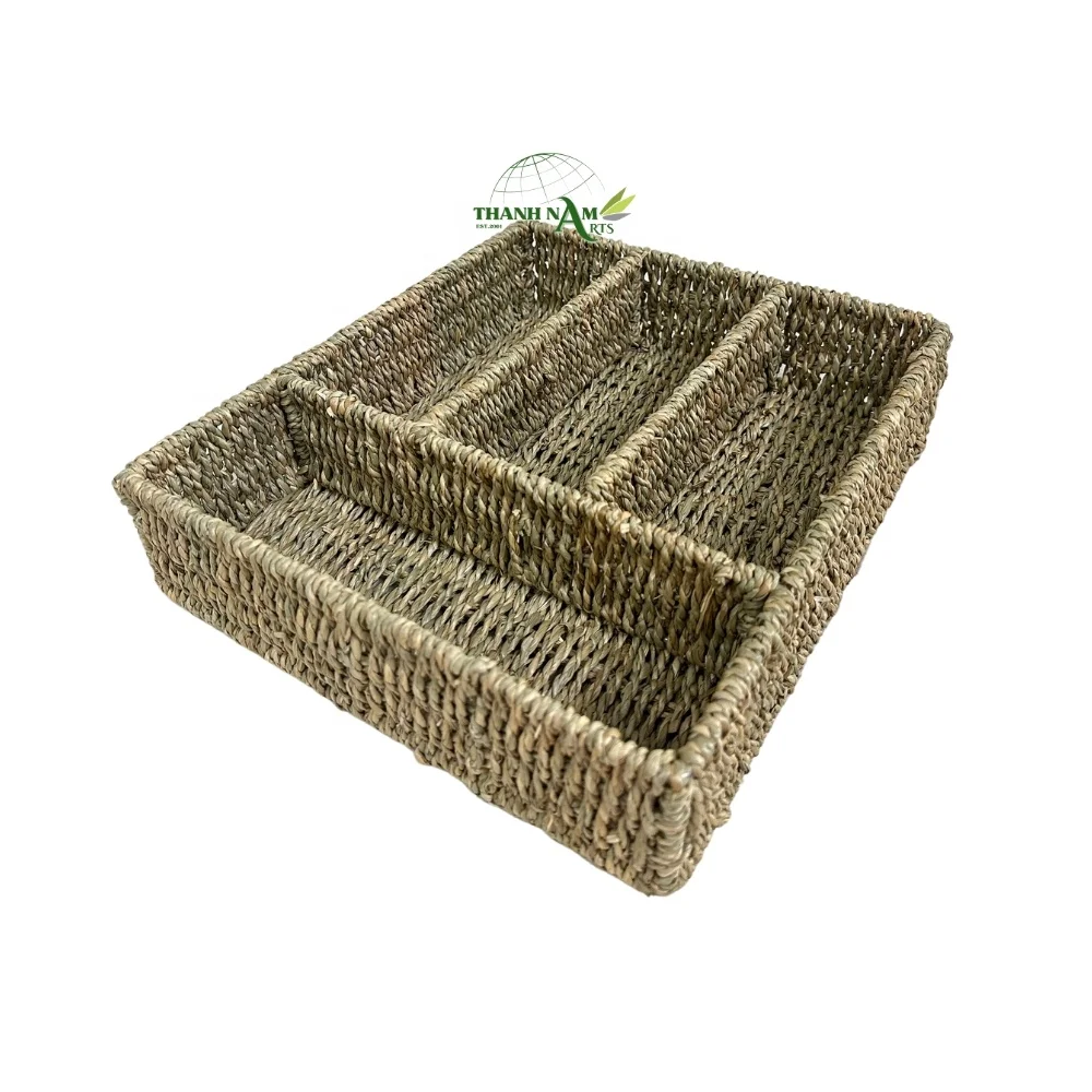 Seagrass Cutlery Tray With Divider Ecofriendly Storage Box Factory In Viet Nam For Storage