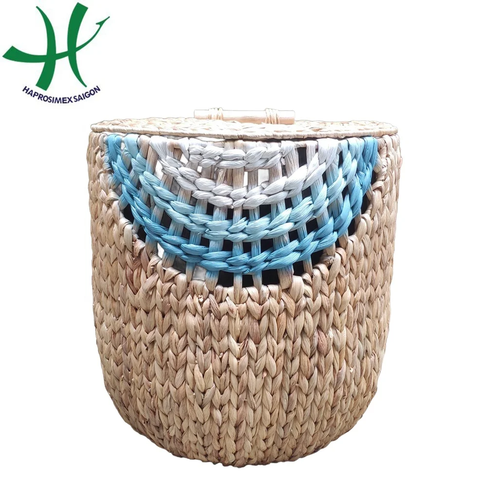 Water Hyacinth storage basket wholesale in Vietnam Natural water hyacinth basket hamper laundry basket