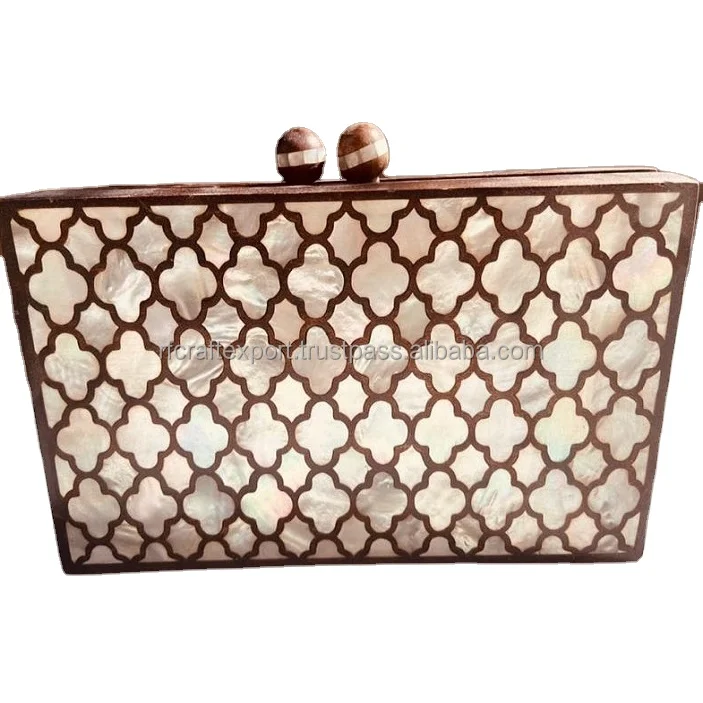 Luxury Wooden mother of pearl inlay  clutch bag Purse Arabic Gifts Arabic Makeup bag woman travel bag