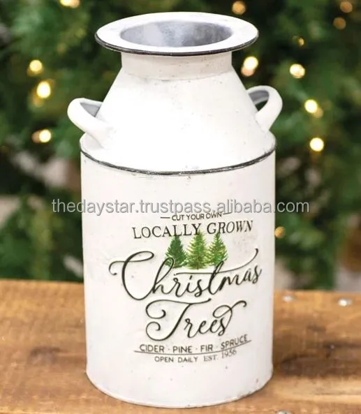 Customizable Modern Green Metal Iron Milk Can Planter Small Table Top for Home and Garden Decor for Nursery Flower Pot