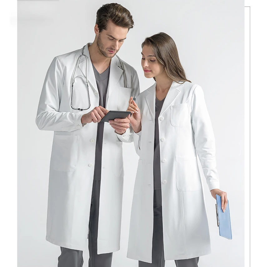 High quality white lab coat pet grooming Slim beauty salon work uniforms spa uniforms health service scrubs coats men and women