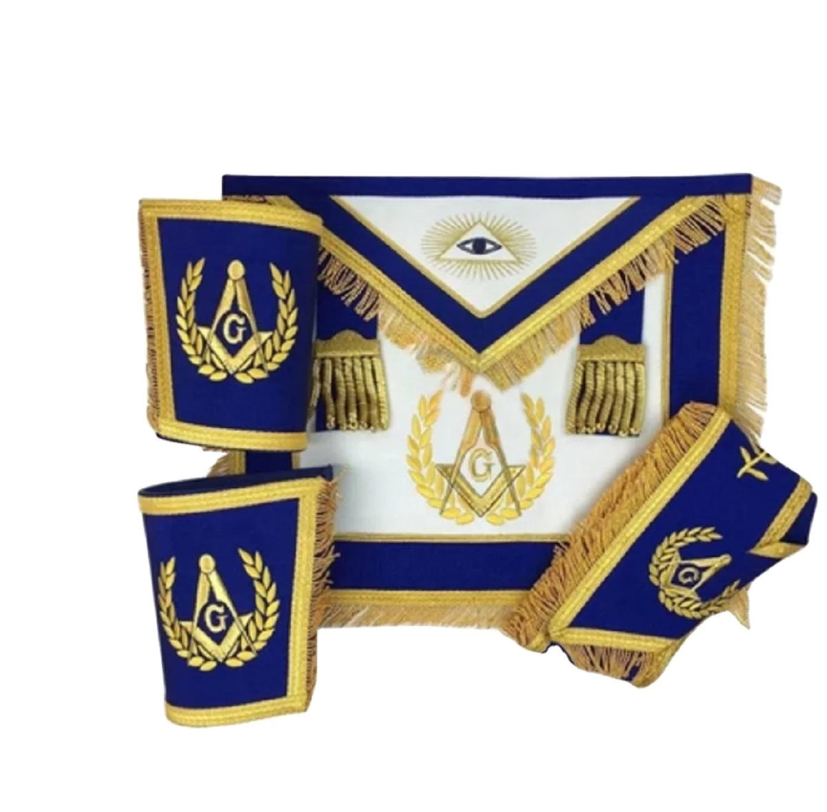 New Arrival Hand Embroidery Masonic Regalia Apron Bullion Wire & Silk Threads On Real Leather with high quality ribbon