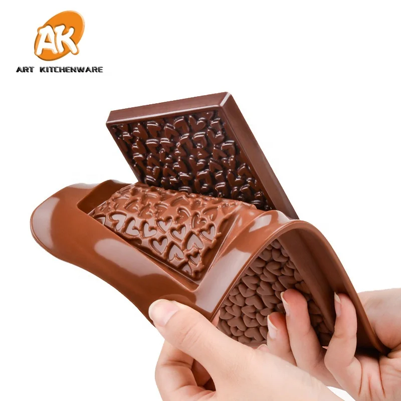 AK Love Letter Silicone Moldes de Silicona de Barra de Chocolate Moulds Silicone Chocolate Bar Tools Chocolate Silicone Mold