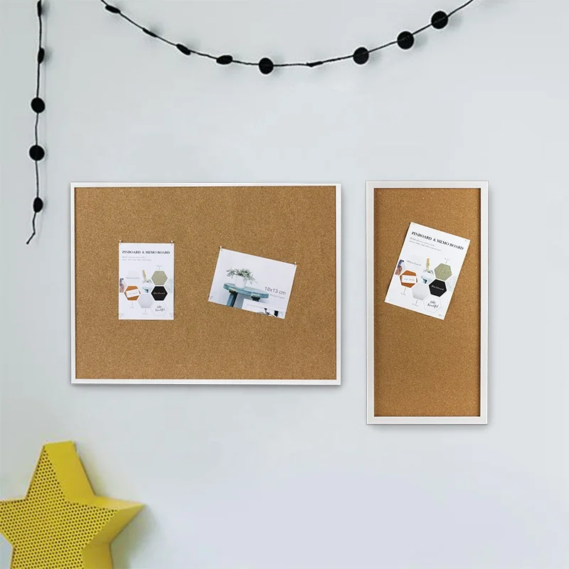 WPC Frame Cork Noticeboard With Push Pins And Hook