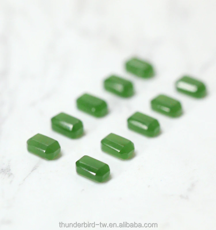 DIY jewelry making  Factory wholesale Real Loose Gemstone Top quality faceted emerald cut natural green nephrite jade