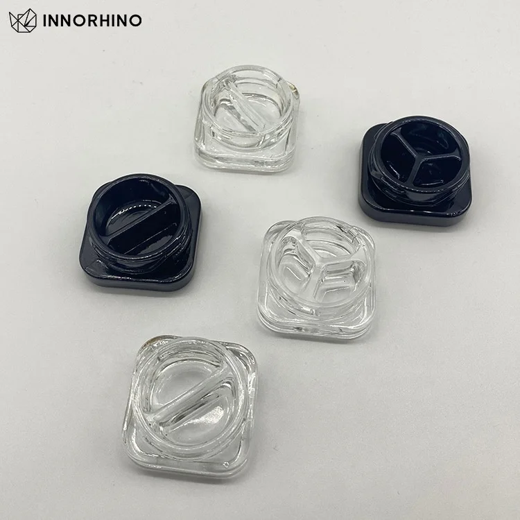 2 3 Way Divider Child Resistant Black Clear Glass Jar Container for Concentrate Solid Wax Kief