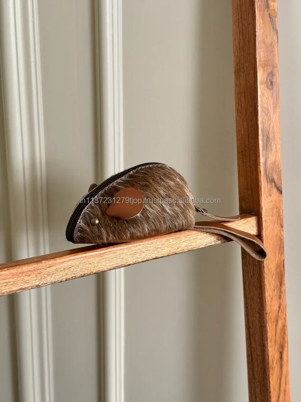 New Arrival Trending Hair On Hide Leather Mouse Coin Purse Cute Cowhide Leather Coin Pouch For Boys And Girls Zipper Coin Purse