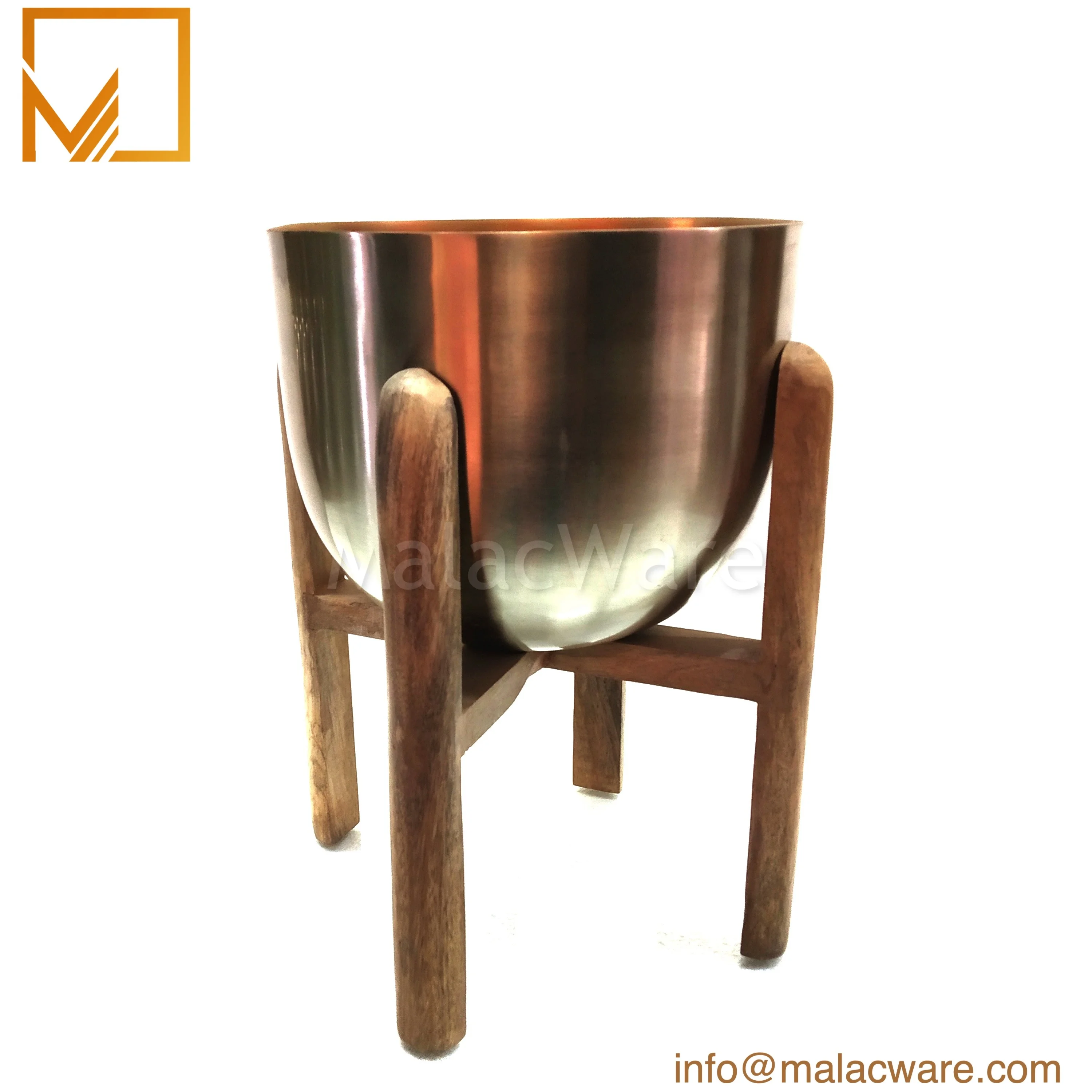 Напольная ваза с деревянной подставкой, декоративная ваза для интерьера и улицы, недорогая металлическая ваза золотого цвета с гравировкой и плантатором