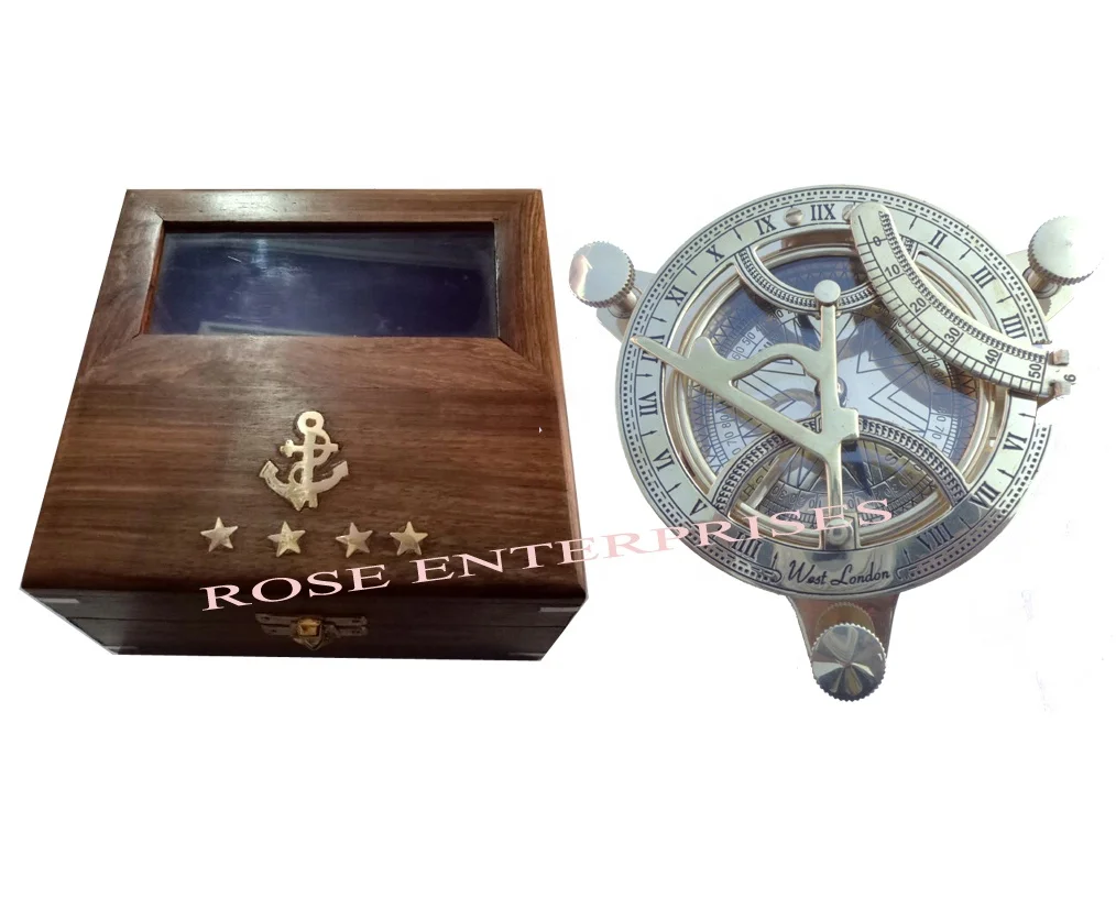 Nautical Vintage Brass Sundial Compass Working Compass With Solid Wooden Gifted Box Valentine Day Gift Gift For Husband