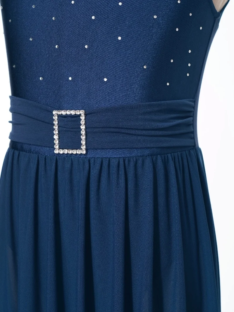 6-16 Kids Girls Lyrical Modern Dance Dresses Sleeveless Built-In Briefs Dance Leotard Dress Dance Costumes Modern