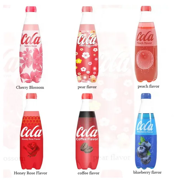 China Beverages Soft Drink Carbonated Water Coca Soda Cola Blueberry Sakura Peach Flavor Soda Ready to Drinks