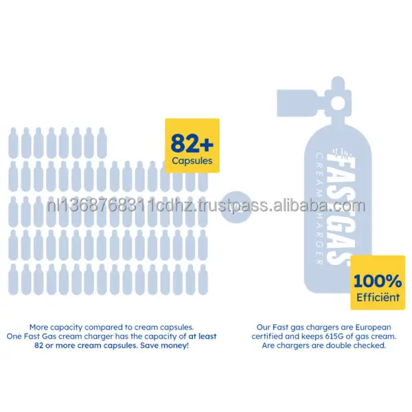 615g Fast Gas Best Whipped Cream Whipper Cream Charger + FREE Nozzle