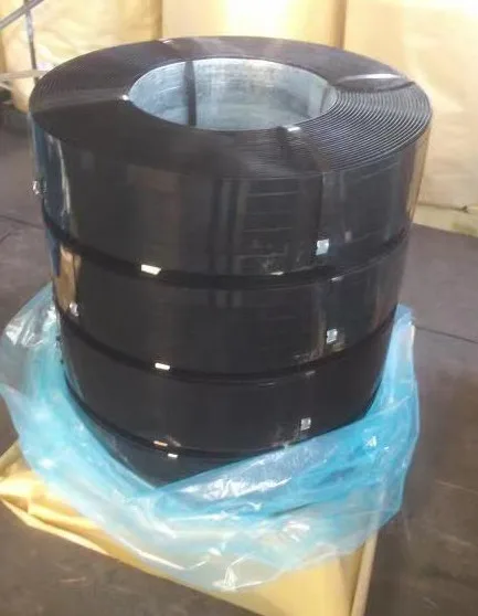 black painted steel strapping waxed metal strapping 450kgs per coil above 900Mpa steel strip regular duty packing band