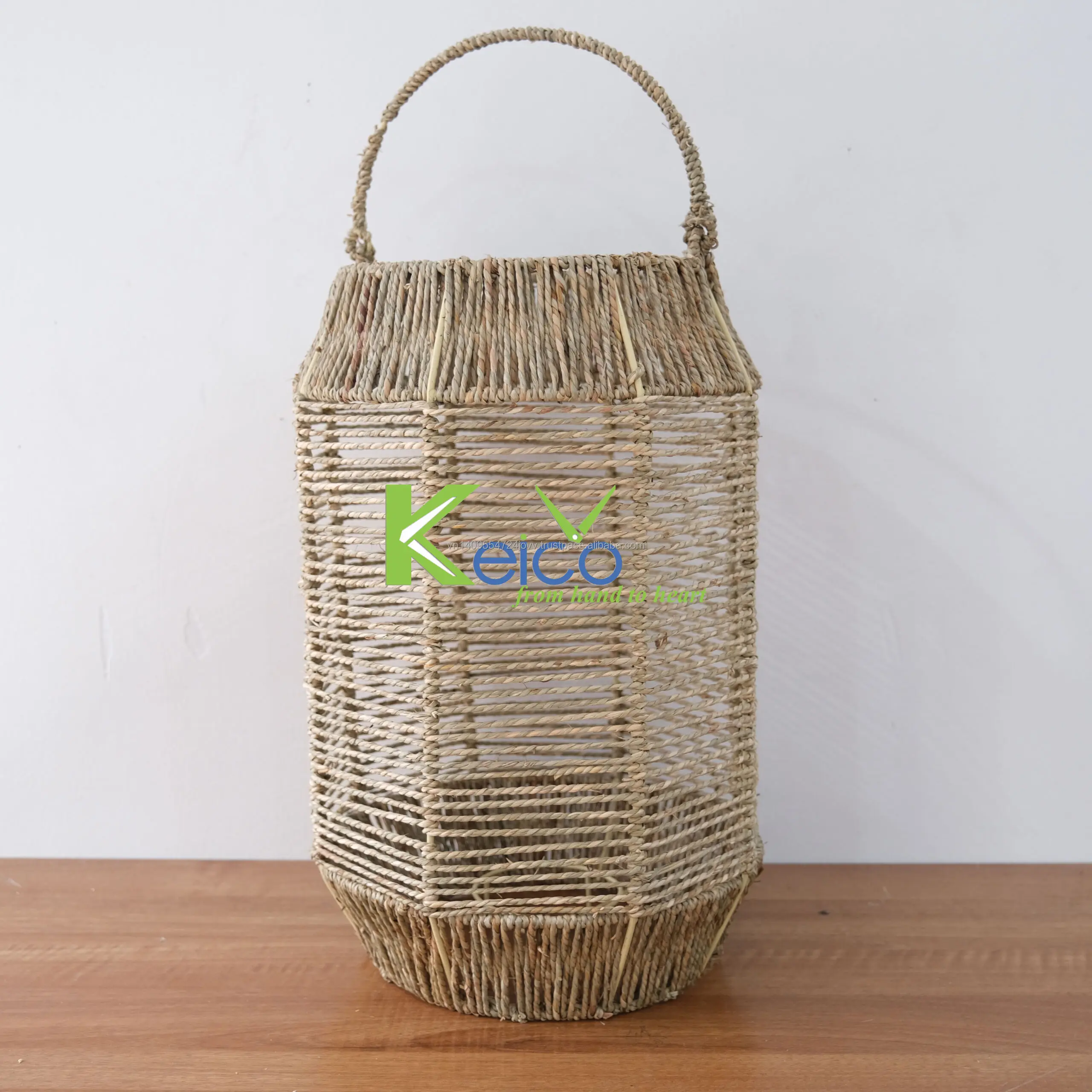 Cheap floor lamp cover seagrass wicker lanterns 100% handmade craft wholesale frames decorative candle holder home wedding decor