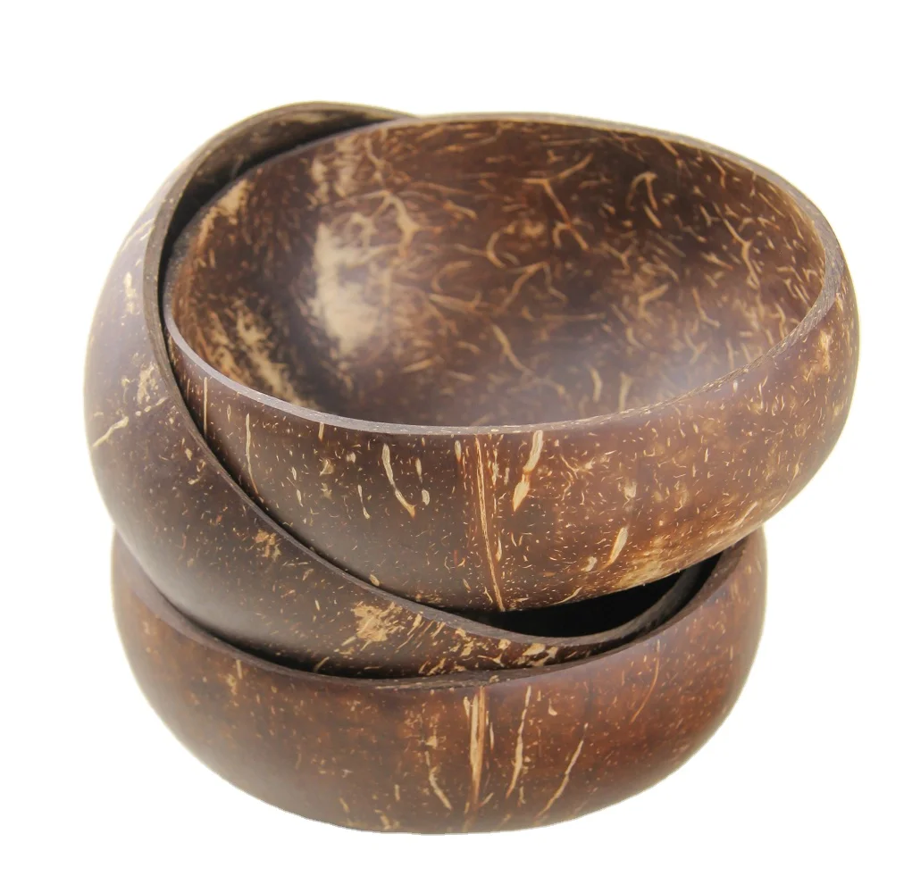 Candle Holder Coconut Shell Bowl Home Decor Good Bearing Handicrafts Eco-Friendly Round Natural Coconut Wood Bowls