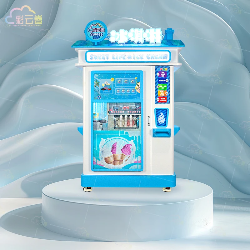 OEM Commercial Automatic Soft Ice Cream Vending Machine Coin Operated Frozen Food Vending Machine with Touch Screen