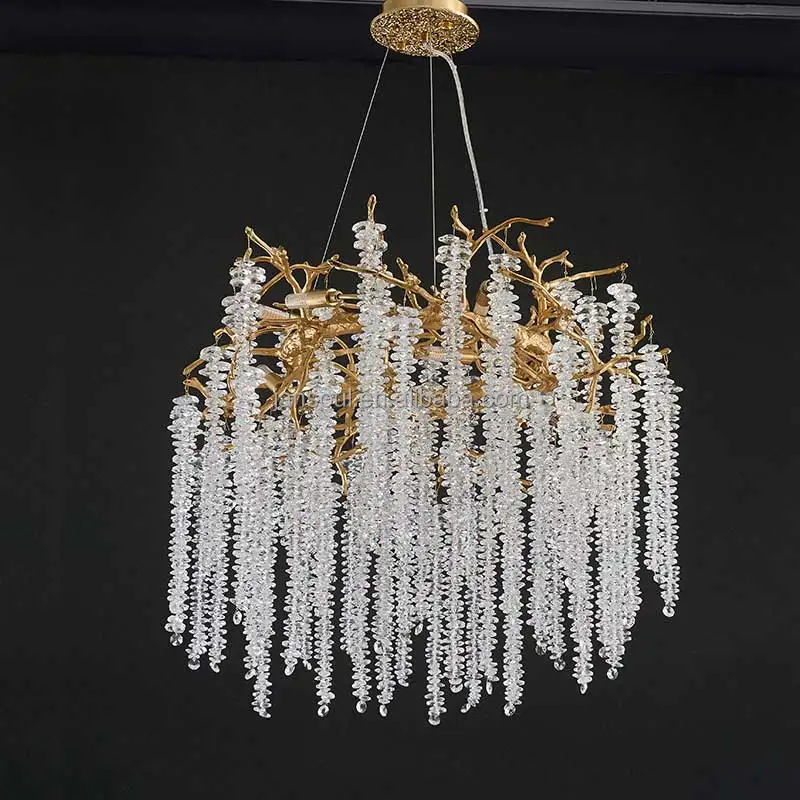 High Quality Crystal Chandelier Gold Luxury Pendant Light K9 Crystal Living Room Villa Hotel Hanging Light LED Light Fixture